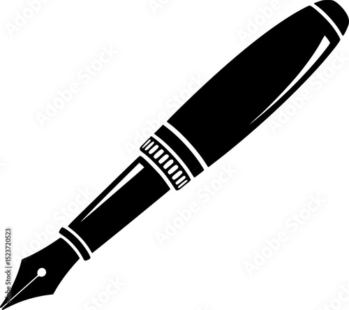 A black silhouette of a fountain pen