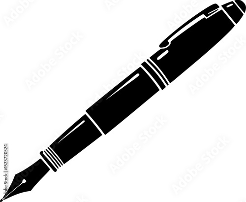 A black silhouette of a fountain pen