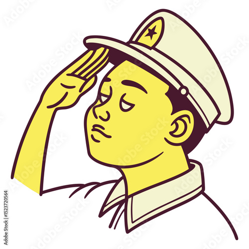 Bright yellow vector emoji of a face giving a military-style salute. Conveys respect, acknowledgement, obedience ('yes sir/ma'am'), or a sign of duty.