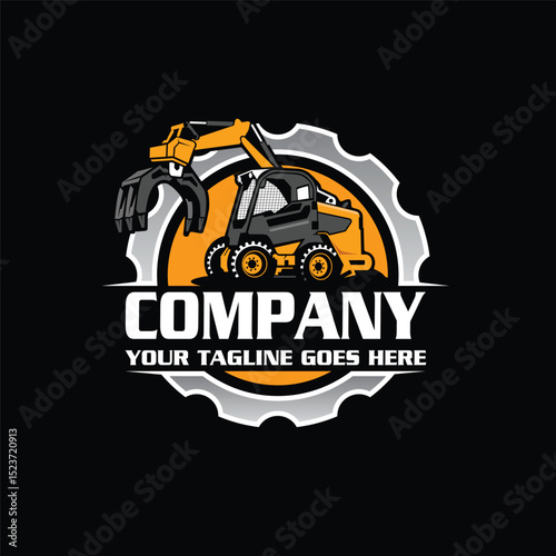 excavator logo - service logo - construction logo - heavy equipment logo - excavator vector - illustration

