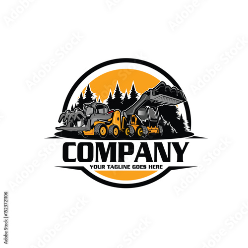 excavator logo - service logo - construction logo - heavy equipment logo - excavator vector - illustration
