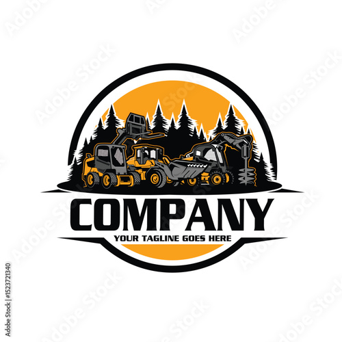 excavator logo - service logo - construction logo - heavy equipment logo - excavator vector - illustration