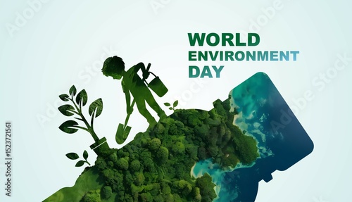 World Environment day concept 2025 3d tree background.