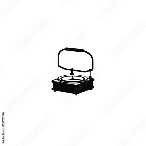 Flat silhouette of a centrifuge with a circular chamber on white background