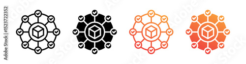 Supply Chain Network Multiple Style Icon Set Vector 