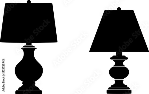 Silhouette illustration of two table lamps side by side