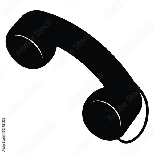 Black silhouette of a retro telephone handset