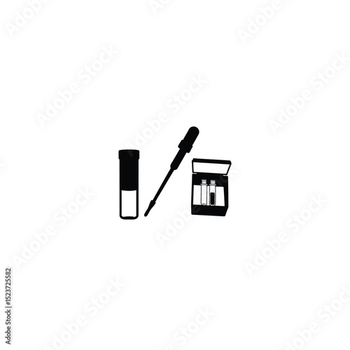 Flat silhouette of a genetic testing kit with a small box on white background