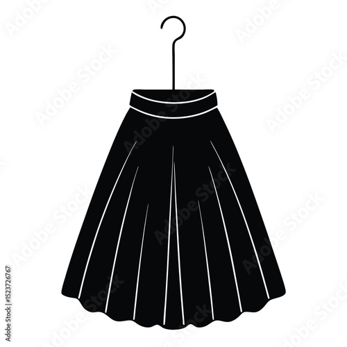 Black pleated skirt hanging on clothes hanger icon
