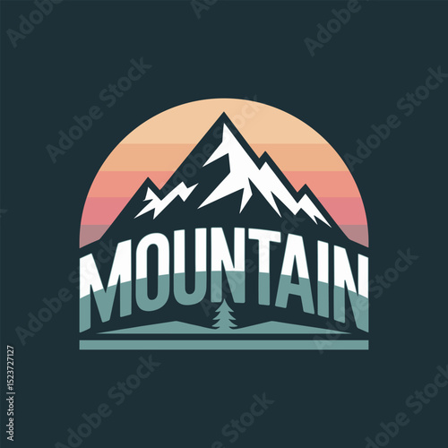 Mountain minimalist logo design badge