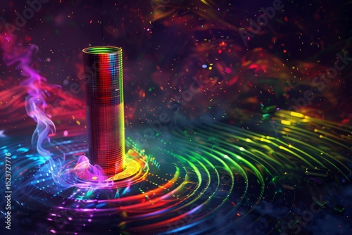 Colorful Abstract Design with Reflections on Dark Background