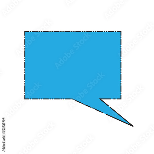 A single blue speech bubble outlined in black with a comic book style placed on a white isolated background.