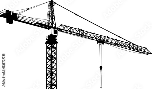 a black and white silhouette of a crane