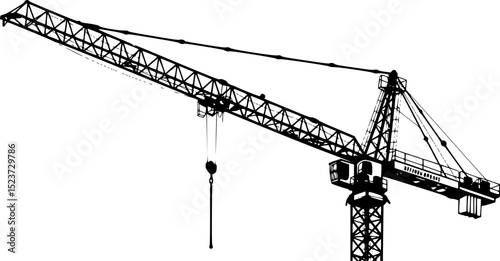 a black and white silhouette of a crane