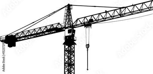 a black and white silhouette of a crane