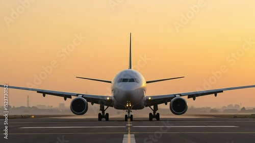 Majestic Airplane on Runway at Sunrise Breathtaking Aviation Photography