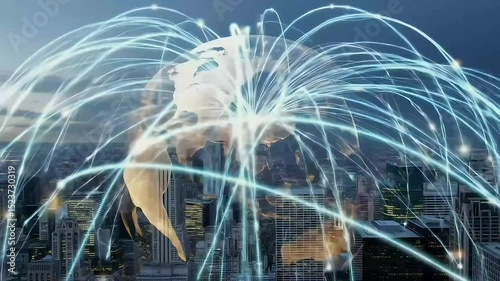Global Network Connectivity High-Definition Visualization of Data Flow and Cityscapes