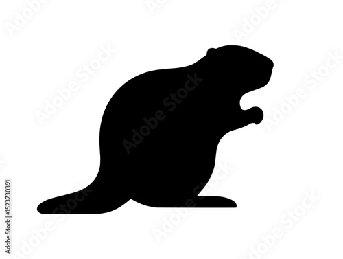 Minimalist Black Beaver Silhouette