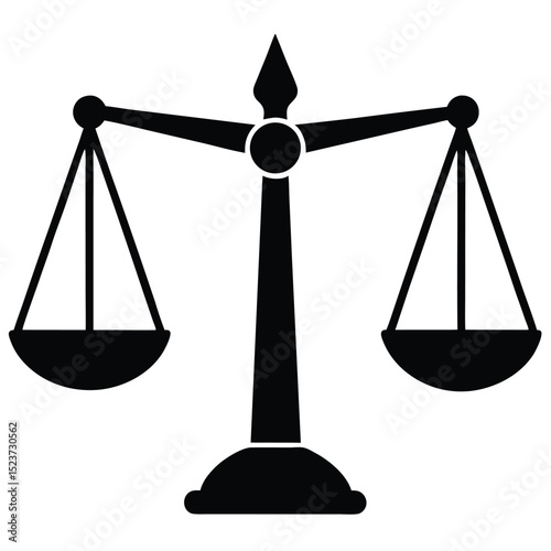 Simple black and white scales of justice icon
