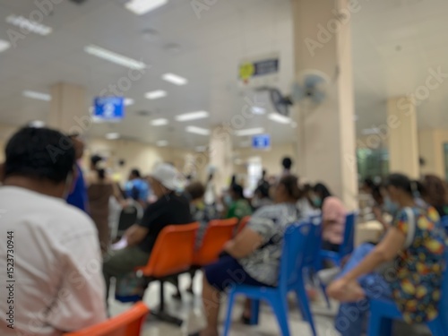 Many patients come to see the doctor and wait for the hospital service .. lens blurred