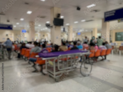 Many patients come to see the doctor and wait for the hospital service .. lens blurred