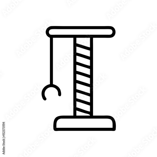 Cat Scratching Post Icon in Minimalistic Line Art Style for Pet Care Blogs, Cat Owner Resources, Animal Welfare Awareness, and Home Decor Projects  