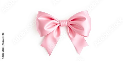 Elegant soft pink satin ribbon bow, vector illustration isolated on white,  pastel,  bridal bow