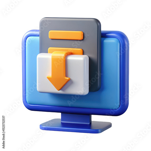 3d rendering of a digital download process, isolated on transparent background