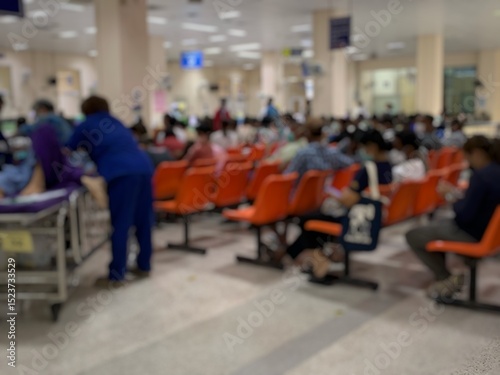 Many patients come to see the doctor and wait for the hospital service .. lens blurred