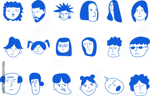 Hand Draw Cute Cartoon Face