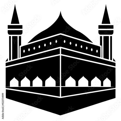 Kaaba in makkah minimal  silhouette vector illustration 