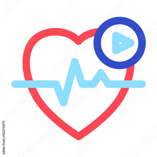 Heart Rhythm Video Play Button Icon for Health