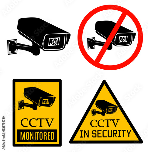 cctv video surveillance sign labels printable yellow poster for home and building place template design surveillance sign,cctv in operation sign,simplisafe yard sign,