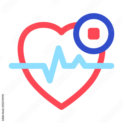 Heart Health Check Icon with Pulse and Blocked Indicator