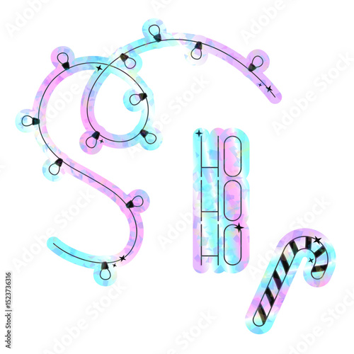 Christmas string lights and candy cane