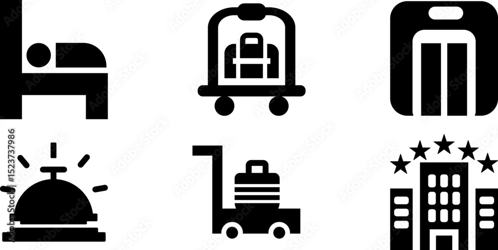 Modern Rounded Filled Hotel Icon Set Modern Rounded Filled Hotel Icon Set