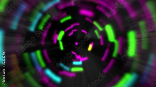 Abstract Neon Tunnel with Motion Blur and Futuristic Light Effects
