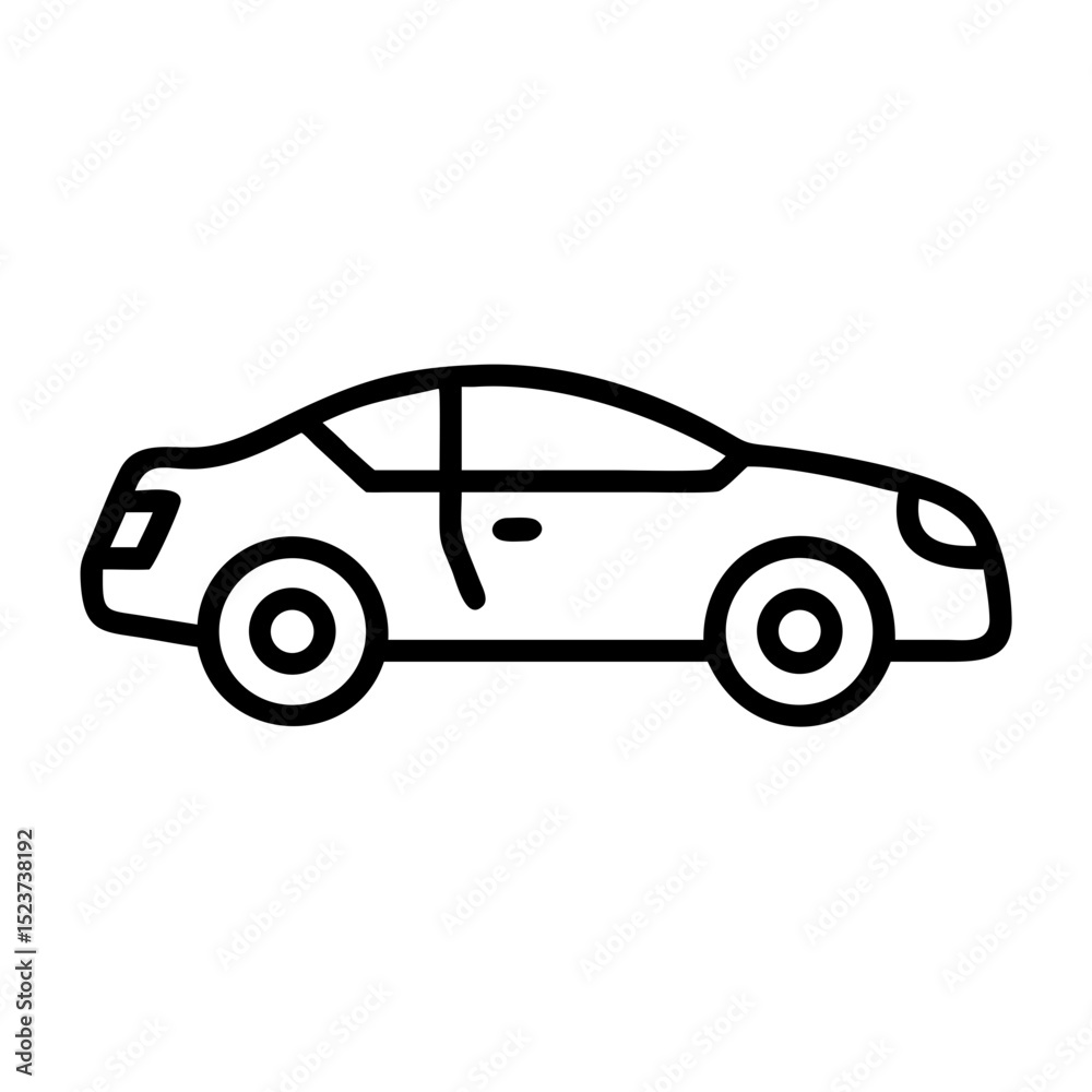 Fototapeta premium Car outline icon. Black illustration, vector. Modern minimal flat design, white background.