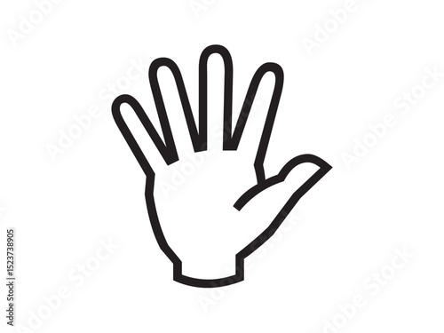 Vector isolated one single simple five fingers hand palm hand gesture symbol black simple symbol stencil template