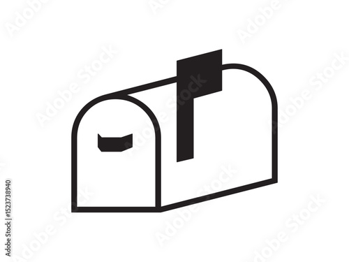 Vector isolated mailbox mail box post postel icon symbol colorless black and white outline silhouette shadow shape stencil solid black