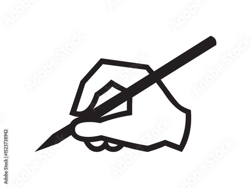 Vector isolated hand with pen or hand with pencil or hand with stylus colorless black and white contour line easy drawing