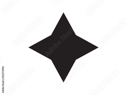 Vector isolated four point star decorative text mark symbol infographics colorless black and white outline silhouette shadow shape stencil solid black