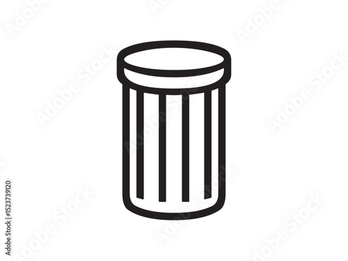 Vector isolated trash can, garbage can, rubbish bin, trash bin,  simple symbol colorless black and white outline silhouette shadow shape stencil solid black