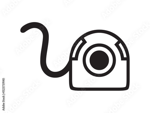 Vector isolated webcam web camera video surveillance simple symbol colorless black and white outline silhouette shadow shape stencil solid black