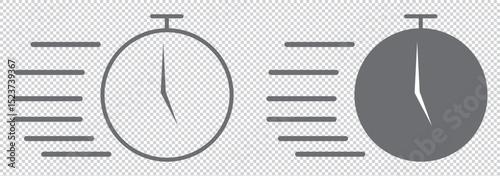 Stopwatch icons in black, gray fill and line style, fast watch vector EPS 10