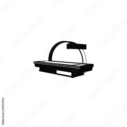 Flat silhouette of an ophthalmic OCT scanner with a curved top on white background