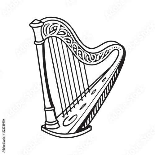 Harp icon isolated on white background.