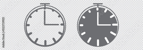 Stopwatch icons in black, gray fill and line style, fast watch vector EPS 10