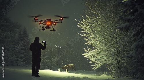 A hunter using a smartphone app to track prey

