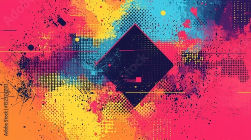 Abstract Vibrant Background With Colorful Brushstrokes and Geometric Shapes Modern Creative Composition With Trendy Design and Stylish Texture Perfect for Contemporary Poster